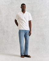 wax london men's Atwood - Ecru Textured Organic Cotton Polo Shirt