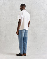 wax london men's Atwood - Ecru Textured Organic Cotton Polo Shirt