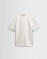 wax london men's Atwood - Ecru Textured Organic Cotton Polo Shirt