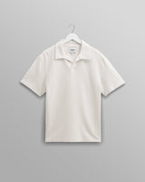 wax london men's Atwood - Ecru Textured Organic Cotton Polo Shirt