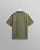 wax london men's Atwood - Green Textured Organic Cotton Polo Shirt