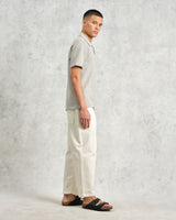 wax london men's Atwood - Grey Marl Textured Organic Cotton Polo Shirt