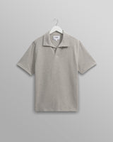 wax london men's Atwood - Grey Marl Textured Organic Cotton Polo Shirt