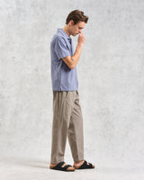 wax london men's Atwood - Mid Blue Textured Organic Cotton Polo Shirt