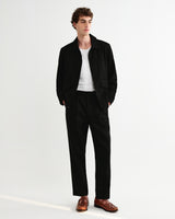 wax london men's Aubyn - Black Cotton Tencel Twill Loose Fit Trousers