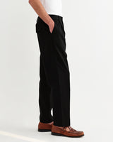 wax london men's Aubyn - Black Cotton Tencel Twill Loose Fit Trousers