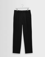 wax london men's Aubyn - Black Cotton Tencel Twill Loose Fit Trousers