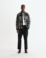 wax london men's Aubyn - Black Wool Blend Twill Pleated Trousers