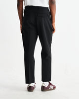 wax london men's Aubyn - Black Wool Blend Twill Pleated Trousers