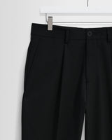 wax london men's Aubyn - Black Wool Blend Twill Pleated Trousers