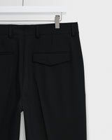 wax london men's Aubyn - Black Wool Blend Twill Pleated Trousers