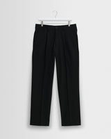 wax london men's Aubyn - Black Wool Blend Twill Pleated Trousers