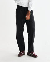 wax london men's Aubyn - Charcoal Wool Blend Twill Pleated Trousers