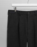 wax london men's Aubyn - Charcoal Wool Blend Twill Pleated Trousers