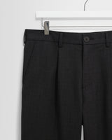 wax london men's Aubyn - Charcoal Wool Blend Twill Pleated Trousers