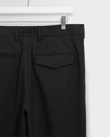 wax london men's Aubyn - Charcoal Wool Blend Twill Pleated Trousers