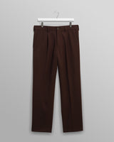 wax london men's Aubyn - Dark Brown Wool Blend Twill Pleated Trousers