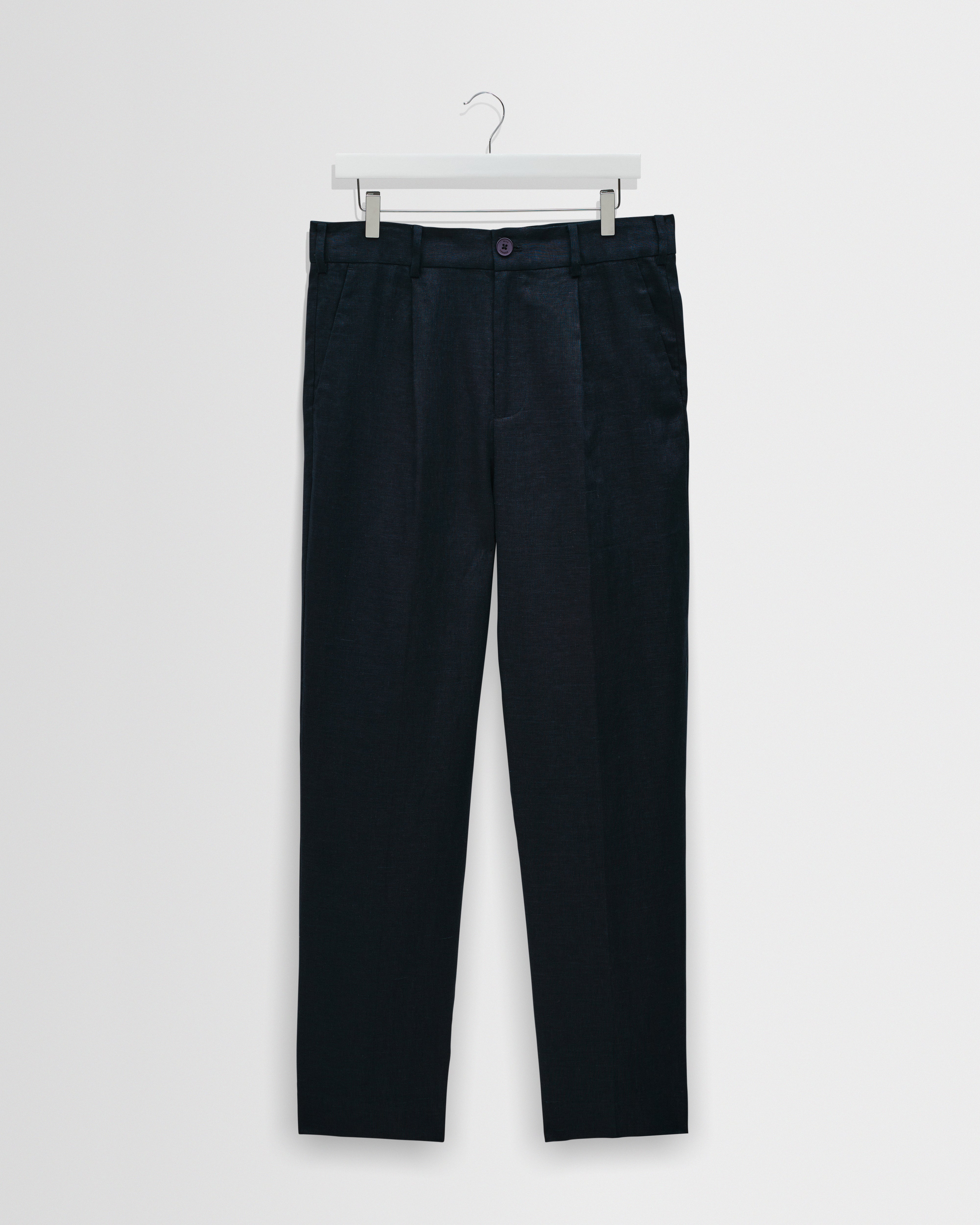 Men's Navy Linen Relaxed Fit Trousers | Wax London
