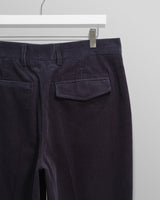 wax london men's Aubyn - Navy Soft Corduroy Pleated Trousers
