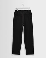 wax london men's Bayham - Black Linen-Cotton Relaxed Fit Trousers