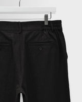 wax london men's Bayham - Black Linen-Cotton Relaxed Fit Trousers