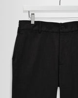 wax london men's Bayham - Black Linen-Cotton Relaxed Fit Trousers