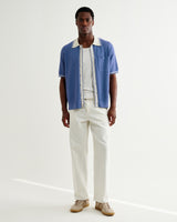 wax london men's Belle - Blue Tipped Pointelle Polo Shirt