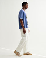 wax london men's Belle - Blue Tipped Pointelle Polo Shirt