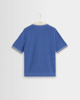 wax london men's Belle - Blue Tipped Pointelle Polo Shirt