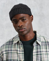wax london men's Belvoir - Charcoal Wool Fisherman Beanie