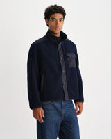 wax london men's Beven - Dark Navy Technical Fleece