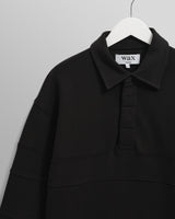 wax london men's Blen - Black Organic Cotton Rugby Shirt