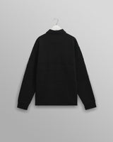 wax london men's Blen - Black Organic Cotton Rugby Shirt