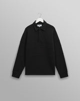 wax london men's Blen - Black Organic Cotton Rugby Shirt