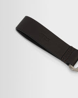 wax london men's Boston - Dark Brown Retro Grain Leather Keyring