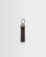 wax london men's Boston - Dark Brown Retro Grain Leather Keyring