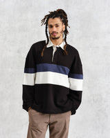 wax london men's Bow - Black Striped Organic Cotton Rugby Shirt