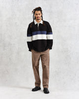 wax london men's Bow - Black Striped Organic Cotton Rugby Shirt
