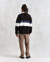 wax london men's Bow - Black Striped Organic Cotton Rugby Shirt