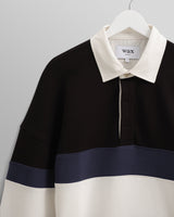 wax london men's Bow - Black Striped Organic Cotton Rugby Shirt