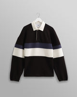 wax london men's Bow - Black Striped Organic Cotton Rugby Shirt