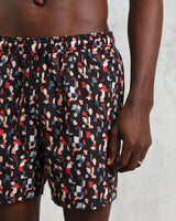 wax london men's Brockwell - Black Geometric Logo Swim Shorts