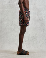 wax london men's Brockwell - Black Geometric Logo Swim Shorts