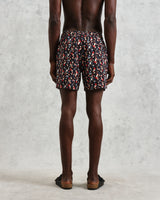 wax london men's Brockwell - Black Geometric Logo Swim Shorts