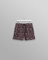 wax london men's Brockwell - Black Geometric Logo Swim Shorts