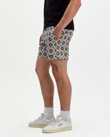Brockwell - Ecru And Black Seersucker Swim Short