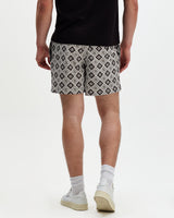 Brockwell - Ecru And Black Seersucker Swim Short