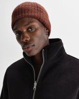 wax london men's Brook - Brown Single Rib Wool Beanie