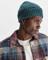 wax london men's Brook - Forest Green Single Rib Wool Beanie