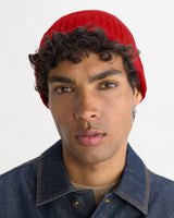wax london men's Brook - Red Single Rib Wool Beanie